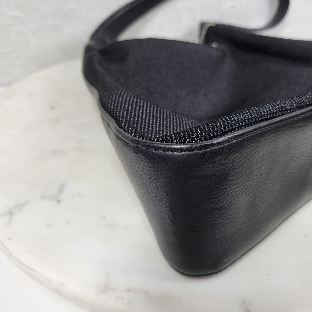 Nine West Mini Hobo Shoulder Bag Purse Black Mesh Zip Silver Logo Charm Y2K - Picture 12 of 15